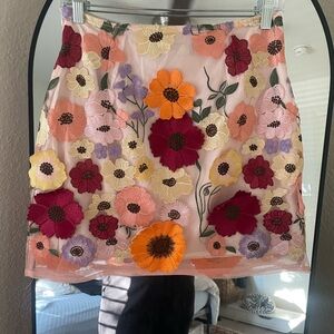 Finesse Floral Embroidered Mini Skirt - Multicolor